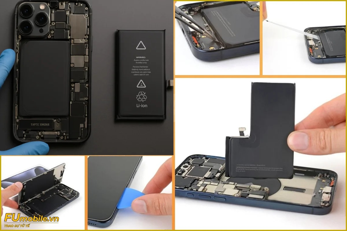 Kỹ thuật viên thay pin iPhone 15 Pro Max