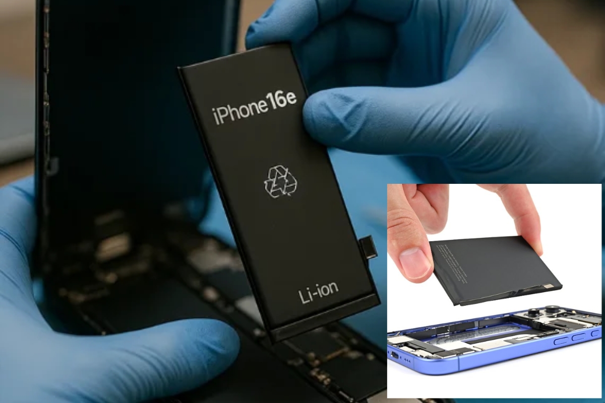 Kỹ thuật viên thao tác thay pin iPhone 16E