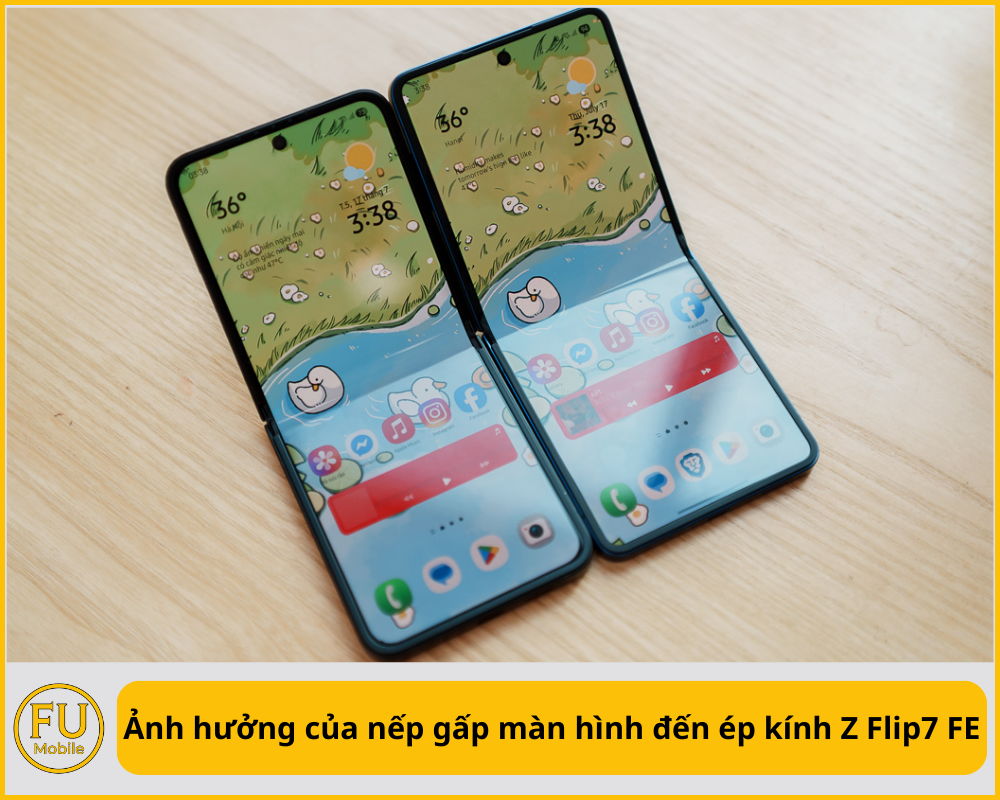 Ảnh hưởng của nếp gấp màn hình đến ép kính Z Flip7 FE