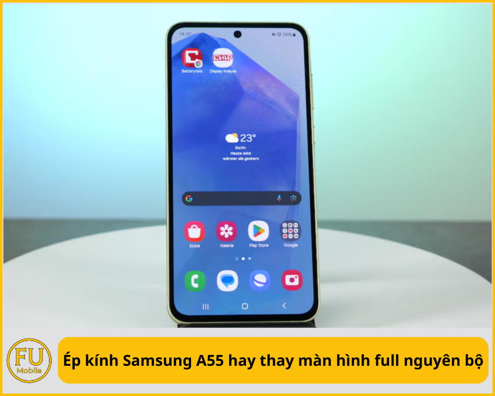 Ép kính Samsung A55 hay thay màn hình full nguyên bộ
