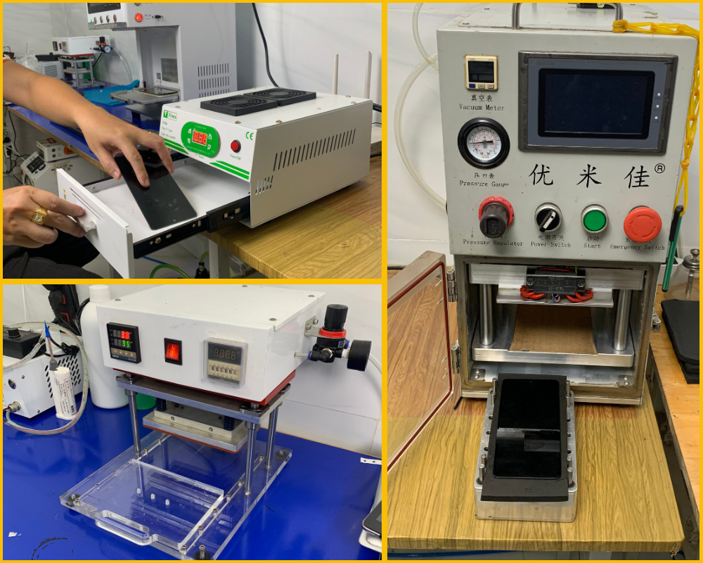 Hệ thống máy ép kính chân không hiện đại tại phòng kỹ thuật FUmobile