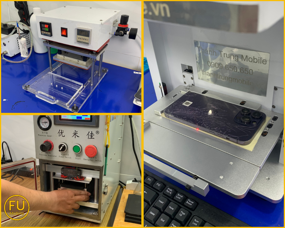 Bộ máy hỗ trợ ép kính hiện đại tại FUmobile