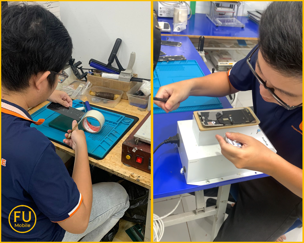 Kỹ thuật viên thay kính Samsung tại FUmobile