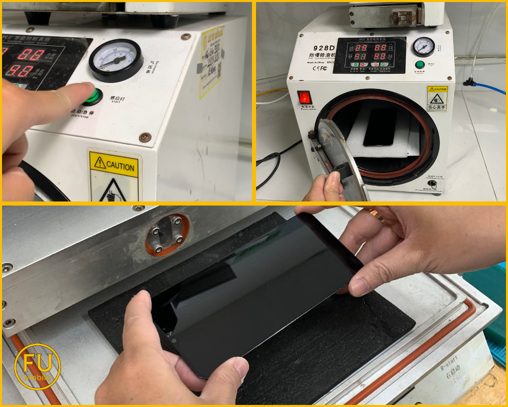 Bộ máy hỗ trợ ép kính hiện đại tại FUmobile