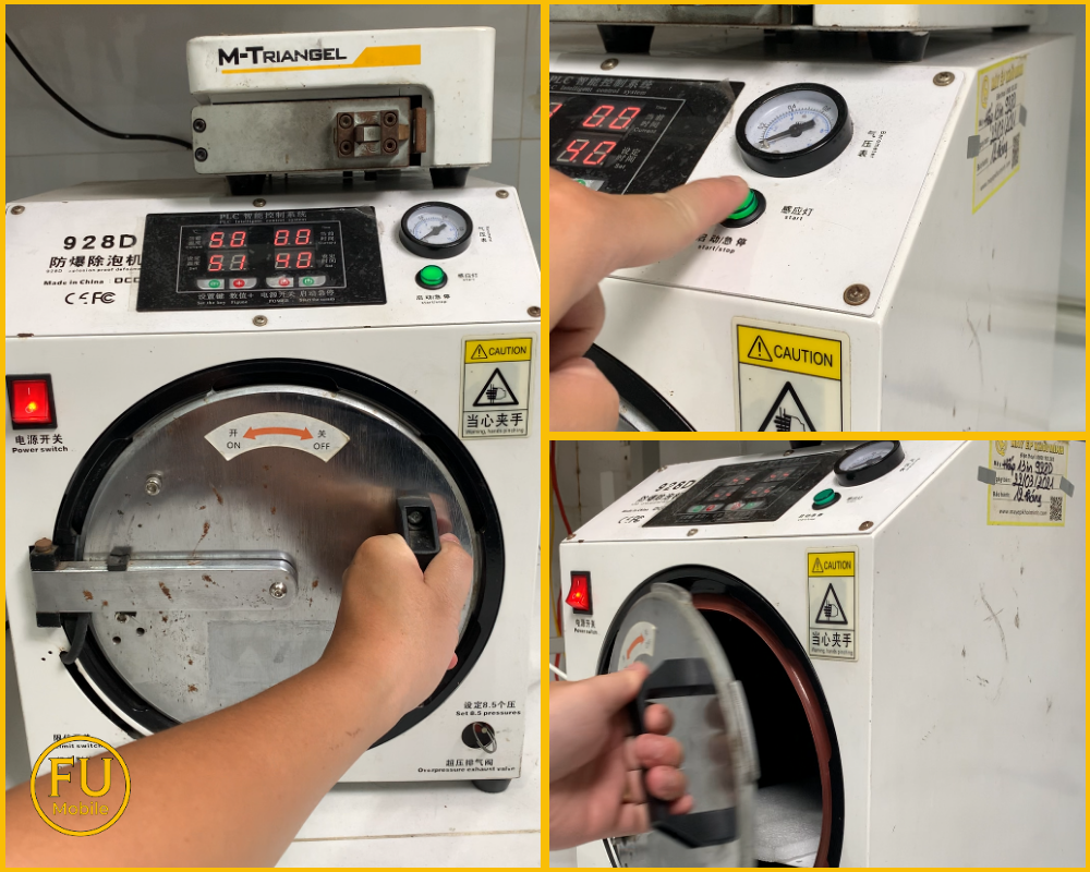 Quy trình chi tiết sử dụng máy hấp áp suất trong ép kính Samsung A56