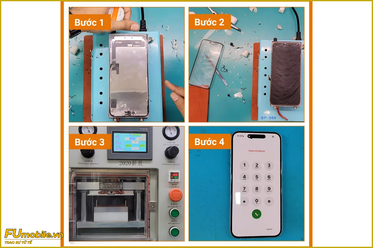 Quy trình ép kính iPhone 15 Plus