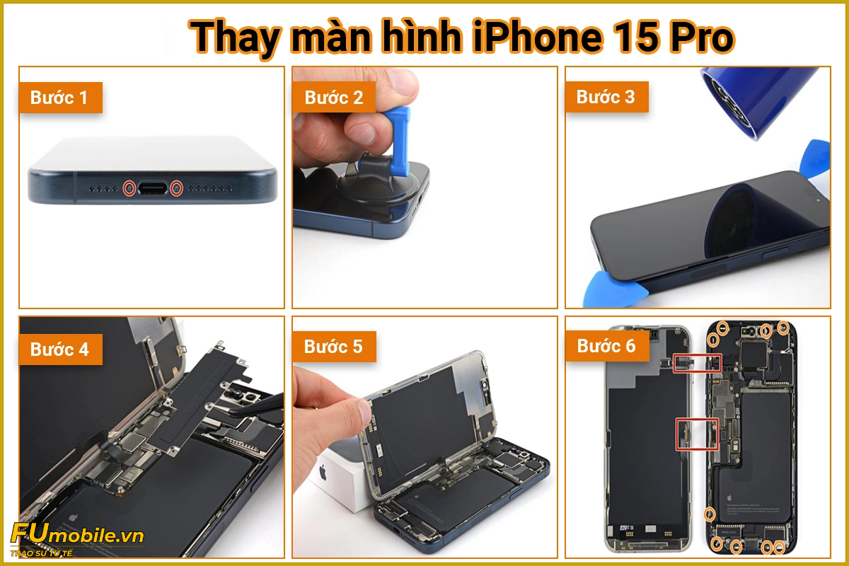 Quy trình thay màn hình iPhone 15 Pro
