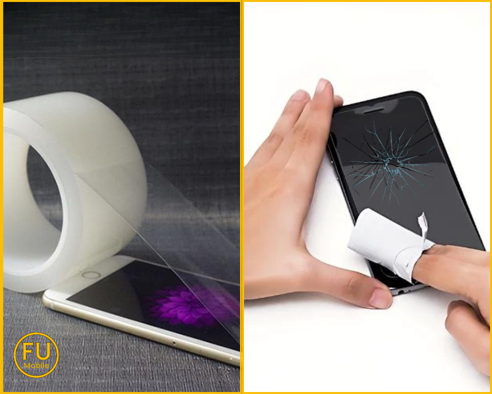 Sử dụng băng dính tháo kính cường lực vỡ nát nhiều vụn