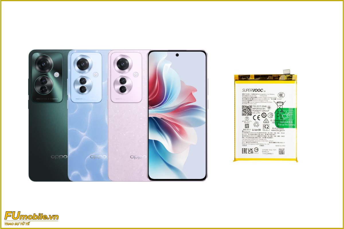 Thay pin OPPO Reno11 F 5G chính hãng, lấy ngay