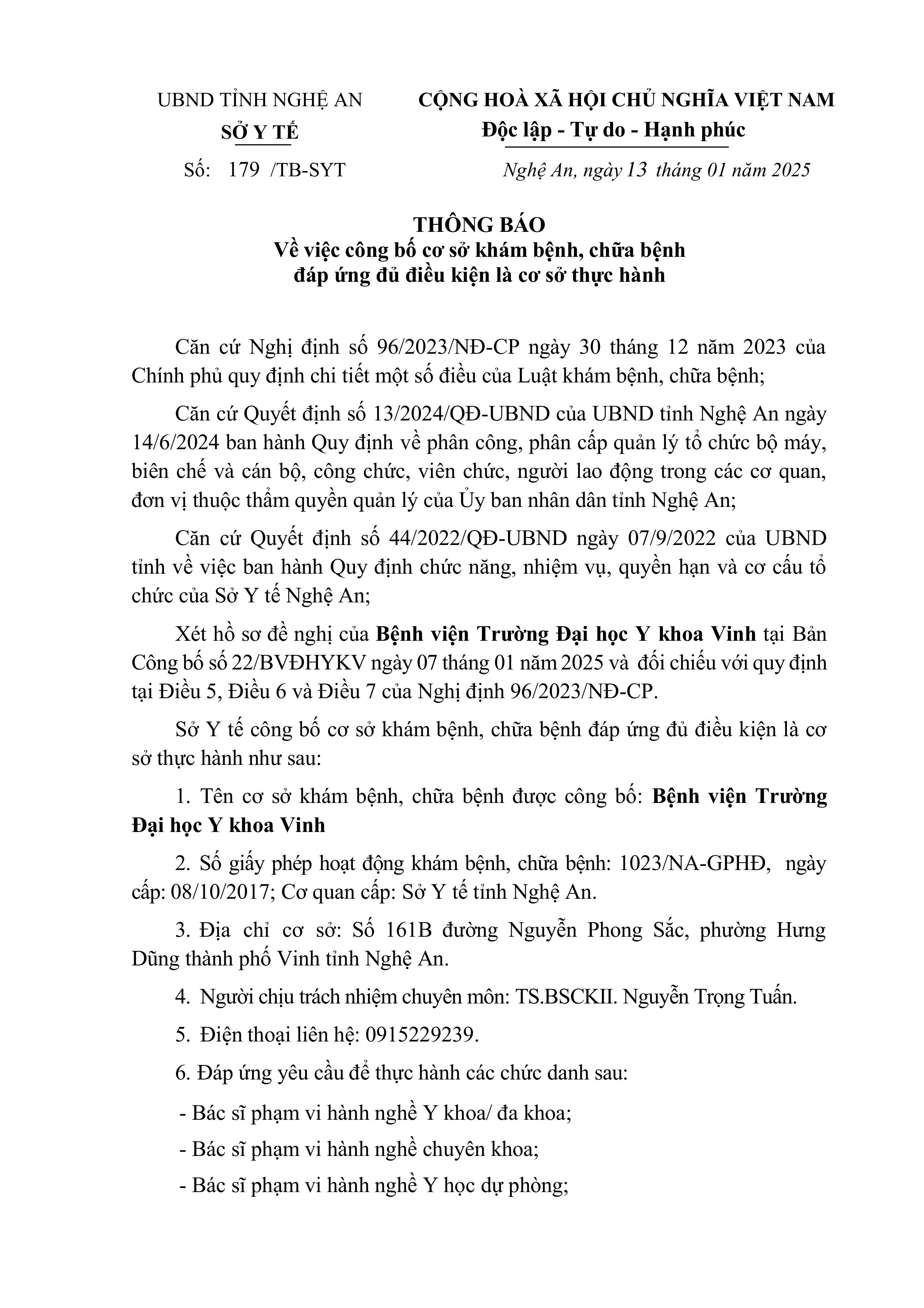 Sở Y tế Nghệ An Công bố BV ĐHYK Vinh đủ điều kiện TH KBCB-images-0