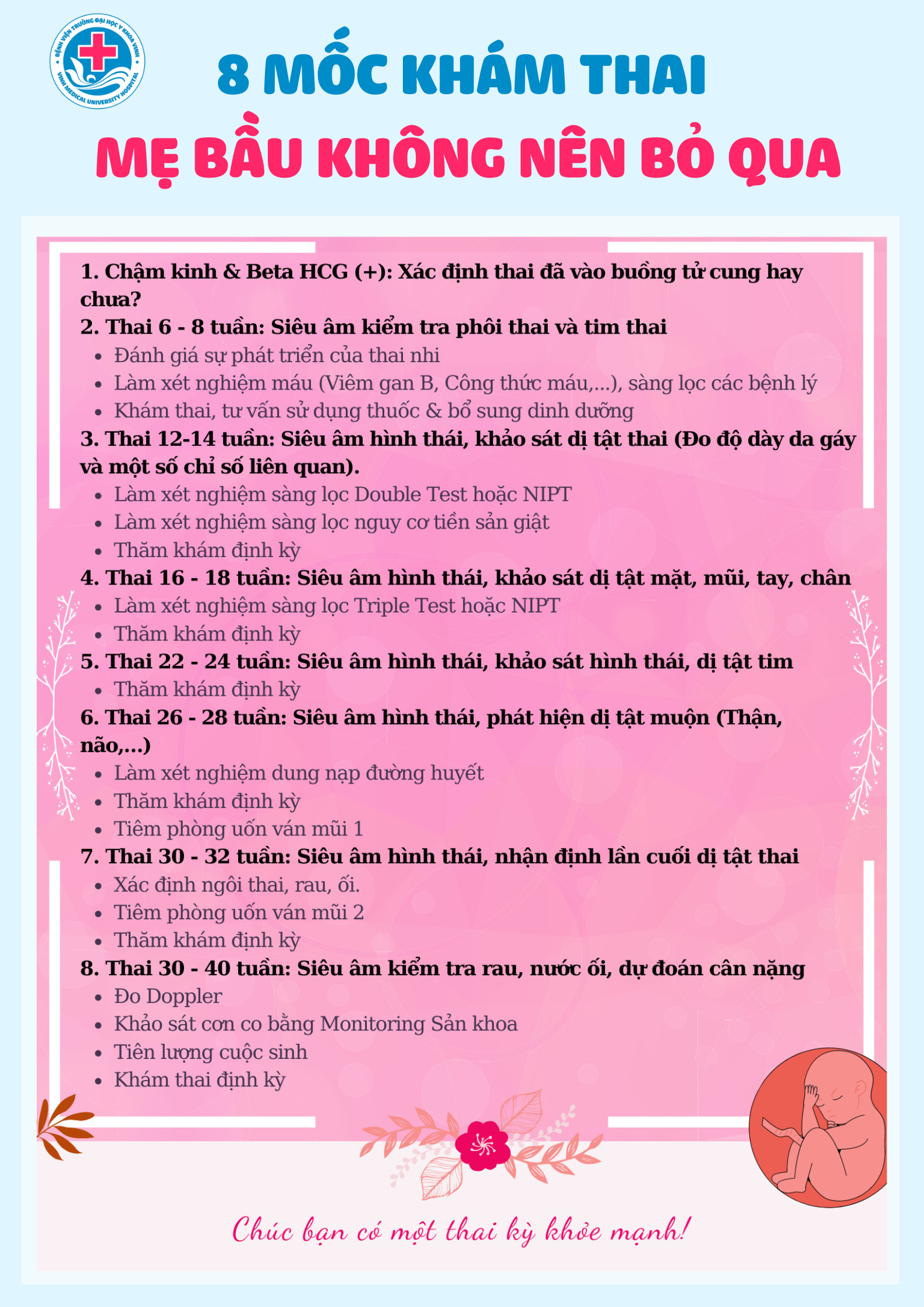 CÁC MỐC KHÁM THAI QUAN TRỌNG TRONG THỜI KỲ MANG THAI MẸ BẦU NÊN BIẾT