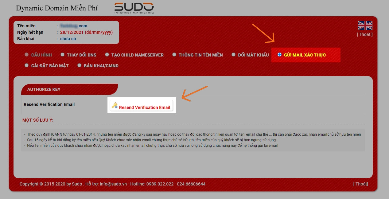 Gửi email xác thực domain quốc tế