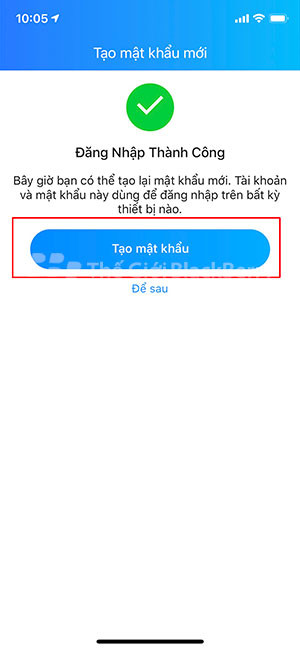 Bấm tạo mật khẩu