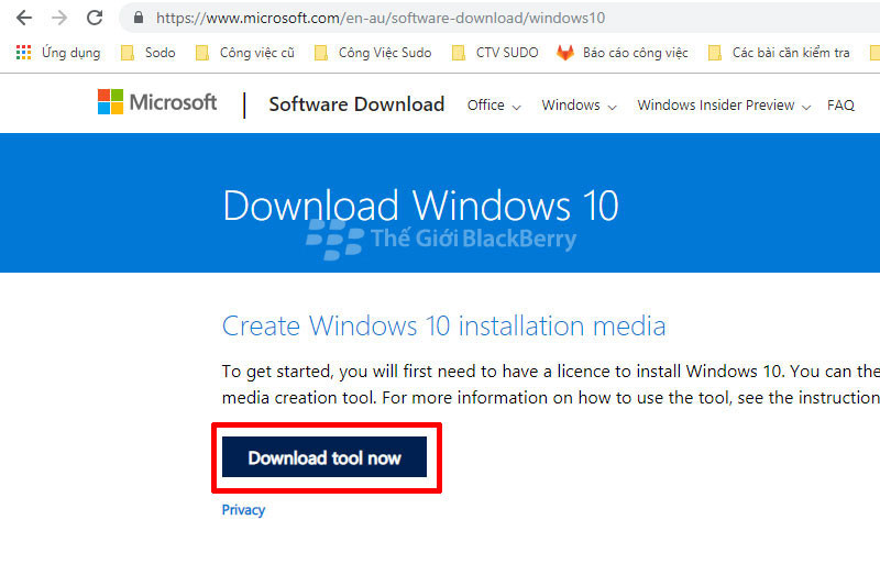 Tải win 10 từ trang chủ
