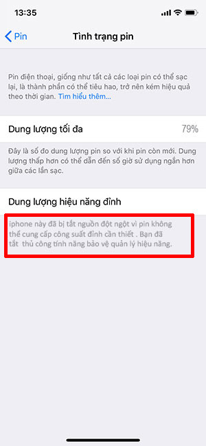 Pin dưới 80% cần thay pin
