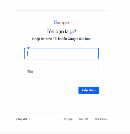 Điền họ và tên