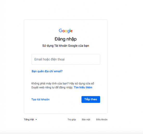 Bạn click vào quên địa chỉ email