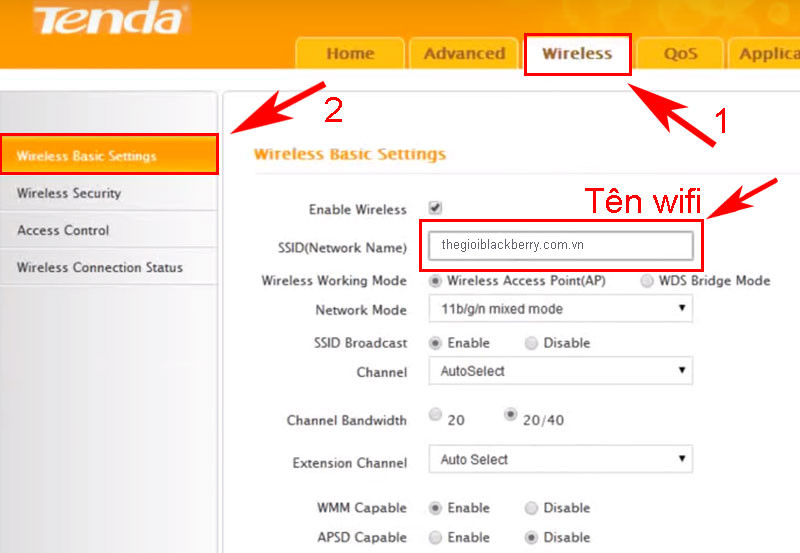 Để đổi được tên wifi bạn truy cập như trên hình