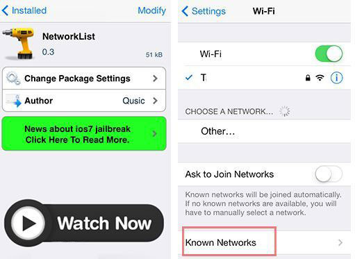 Tải Network List qua cydia