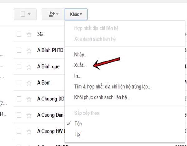 Chọn xuất danh bạ