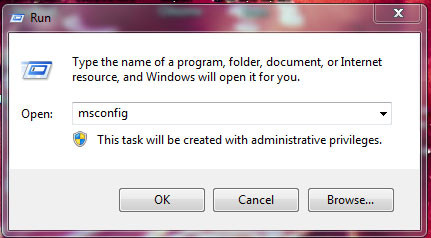 Tắt chương trình khởi đông cùng win 7 msconfig