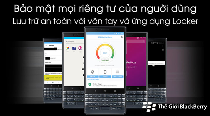 Chiếc điện thoại blackberry key2 xanh xám