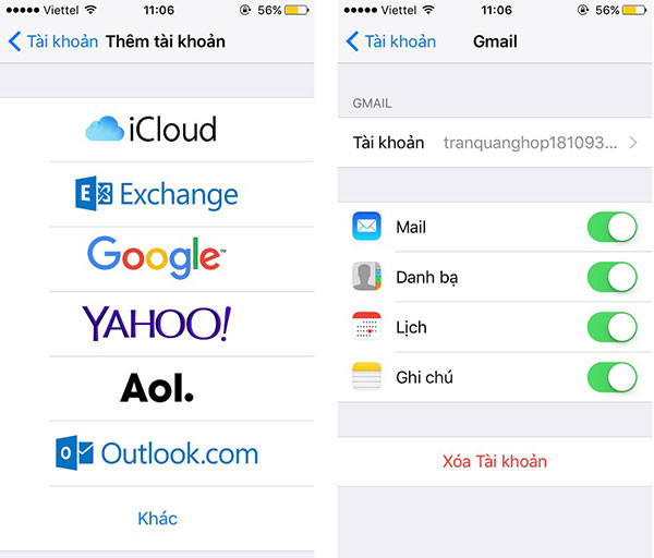 Đồng bộ danh bạ qua thiết bị ios
