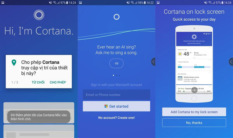 Giao diện cortana
