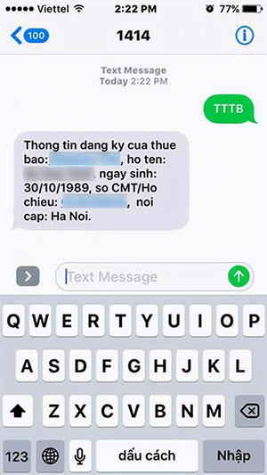 Cách kiểm tra sim chính chủ bằng phương pháp soạn tin nhắn