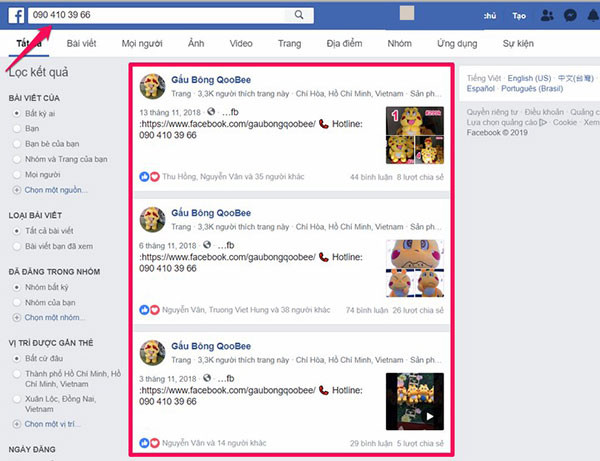 Kiểm tra thông tin sim trên facebook