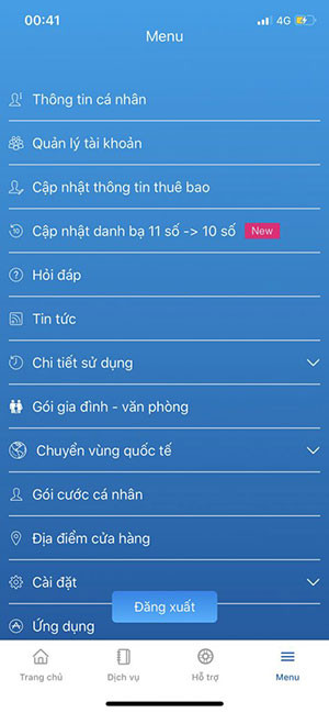 Bấm vào cập nhật danh bạ 10 số sang 11 số