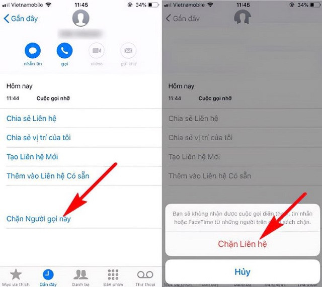 Chặn cuộc gọi viettel trên iphone