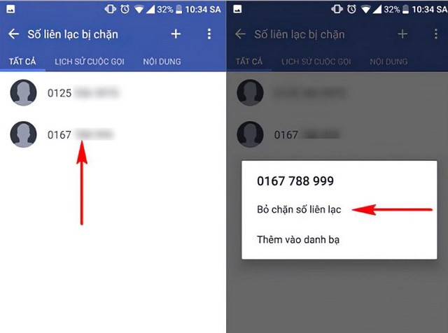 Chặn cuộc gọi viettel trên android