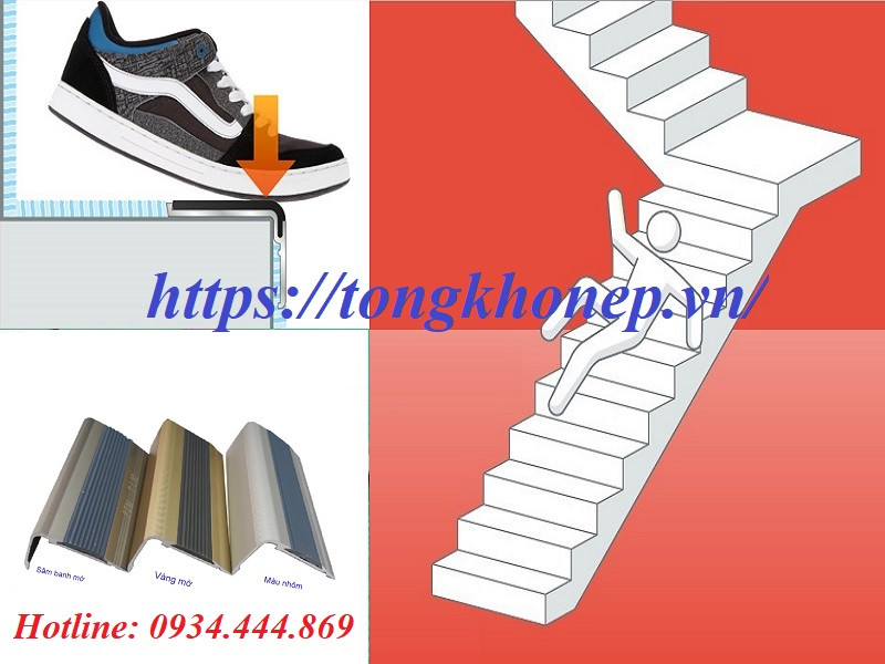 Nẹp nhôm chống trơn trượt cầu thang