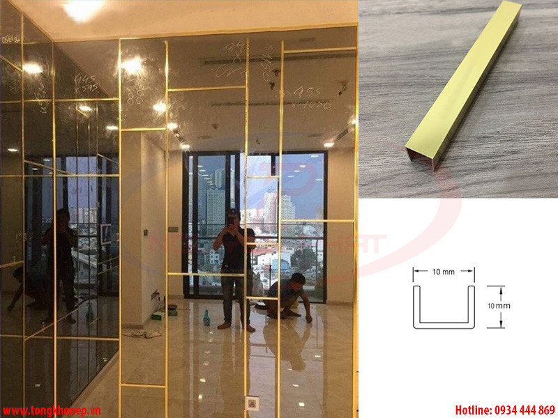 Thi công trang trí nẹp nhôm chữ U 10mm