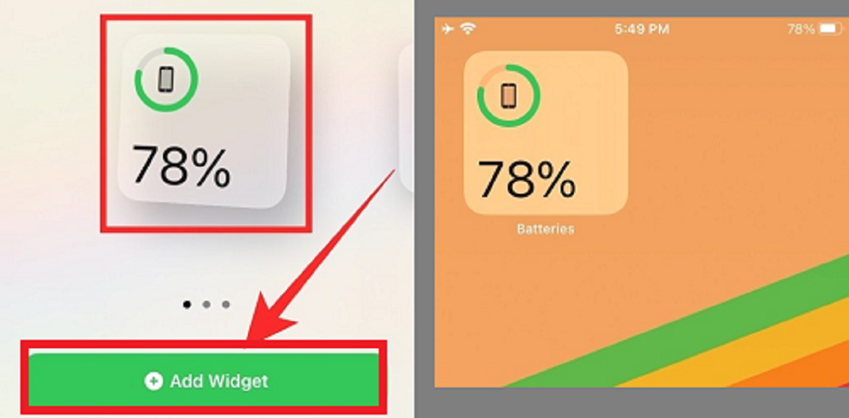 Bước 2: Hiển thị phần trăm pin iPhone 12 bằng widget