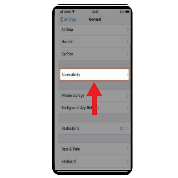 Tiếp tục chọn phần Accessibility