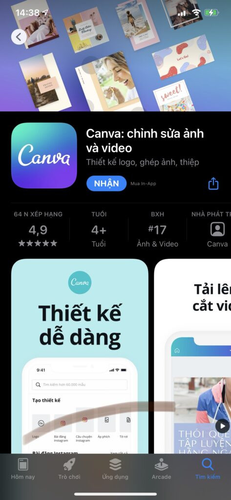 Cài đặt ứng dụng Canva