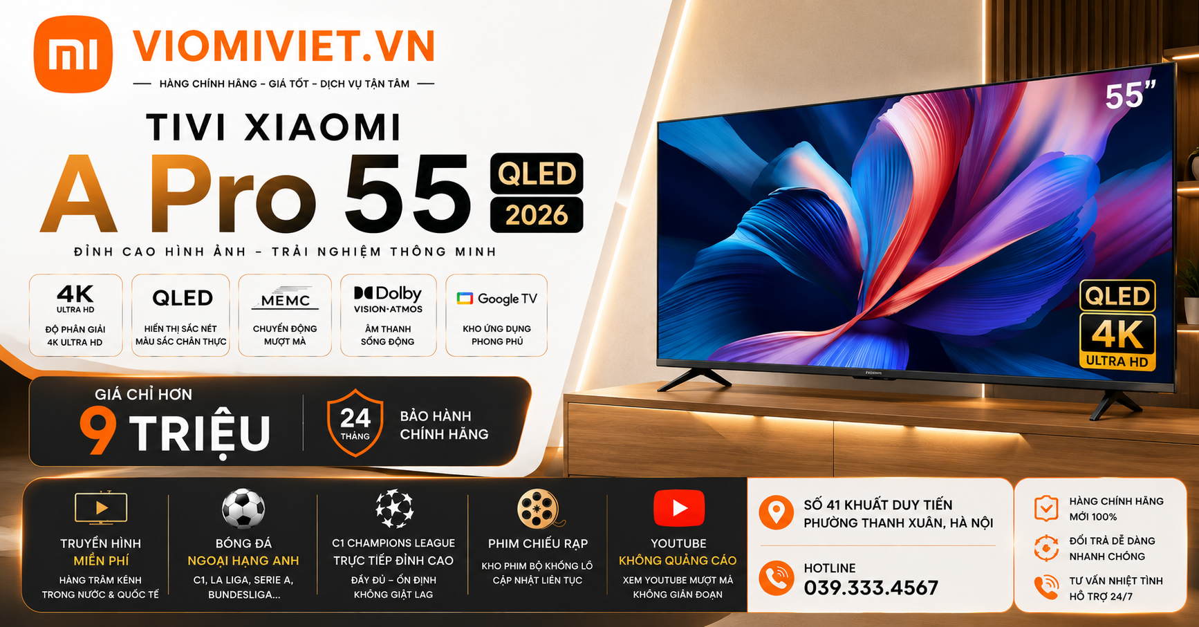 Tivi Xiaomi A PRO 55 Chính Hãng