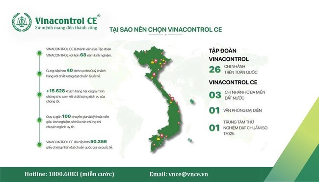 Mạng lưới văn phòng chi nhánh Vinacontrol CE trải dài ba miền đất nước