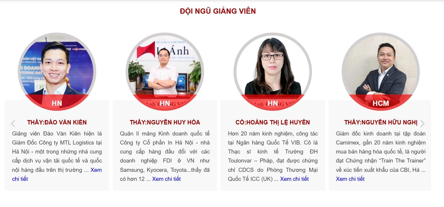 đội ngũ giảng viên khóa học logistics