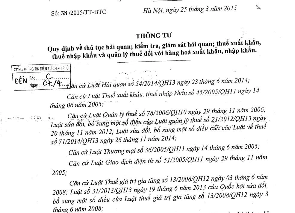 thông tư 38/2015-tt-btc
