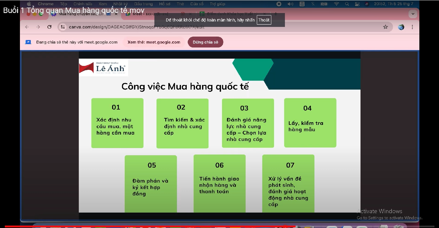 khóa học thu mua quốc tế