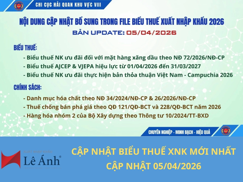 biểu thuế xuất nhập khẩu 2026