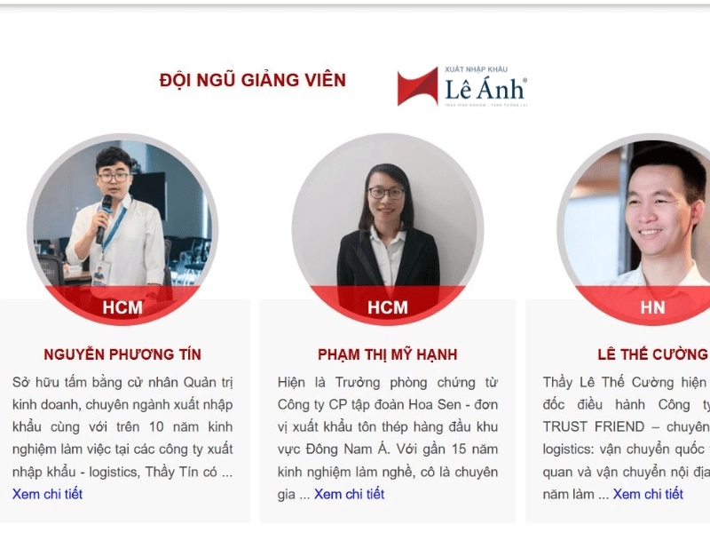 đội ngũ giảng viên khóa học xuất nhập khẩu tại TPHCM