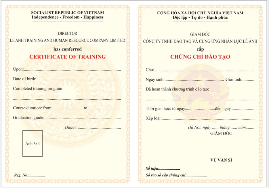 mẫu chứng chỉ khóa học xuất nhập khẩu online