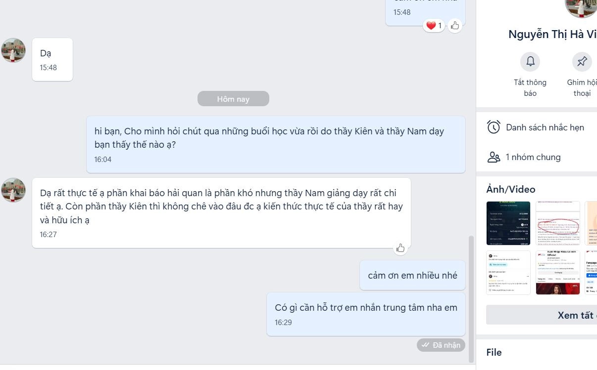 Phản hồi giảng viên Trần Hoài Nam