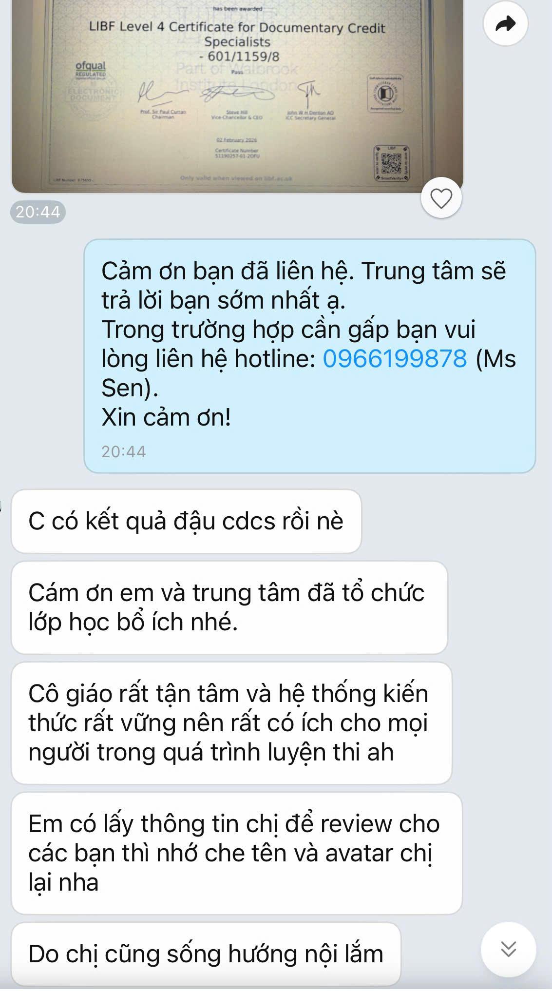 chứng chỉ CDCS