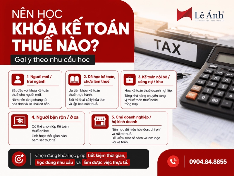 Nên chọn khóa học kế toán thuế nào cho phù hợp