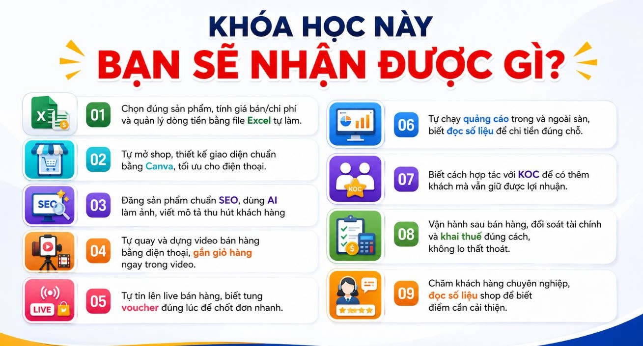 lợi ích nhận được sau khóa học tmđt